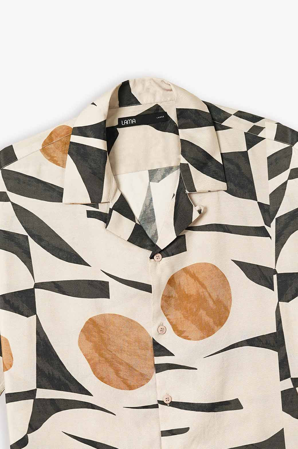 MULTI GEOMETRIC PRINT SAFARI SHIRT