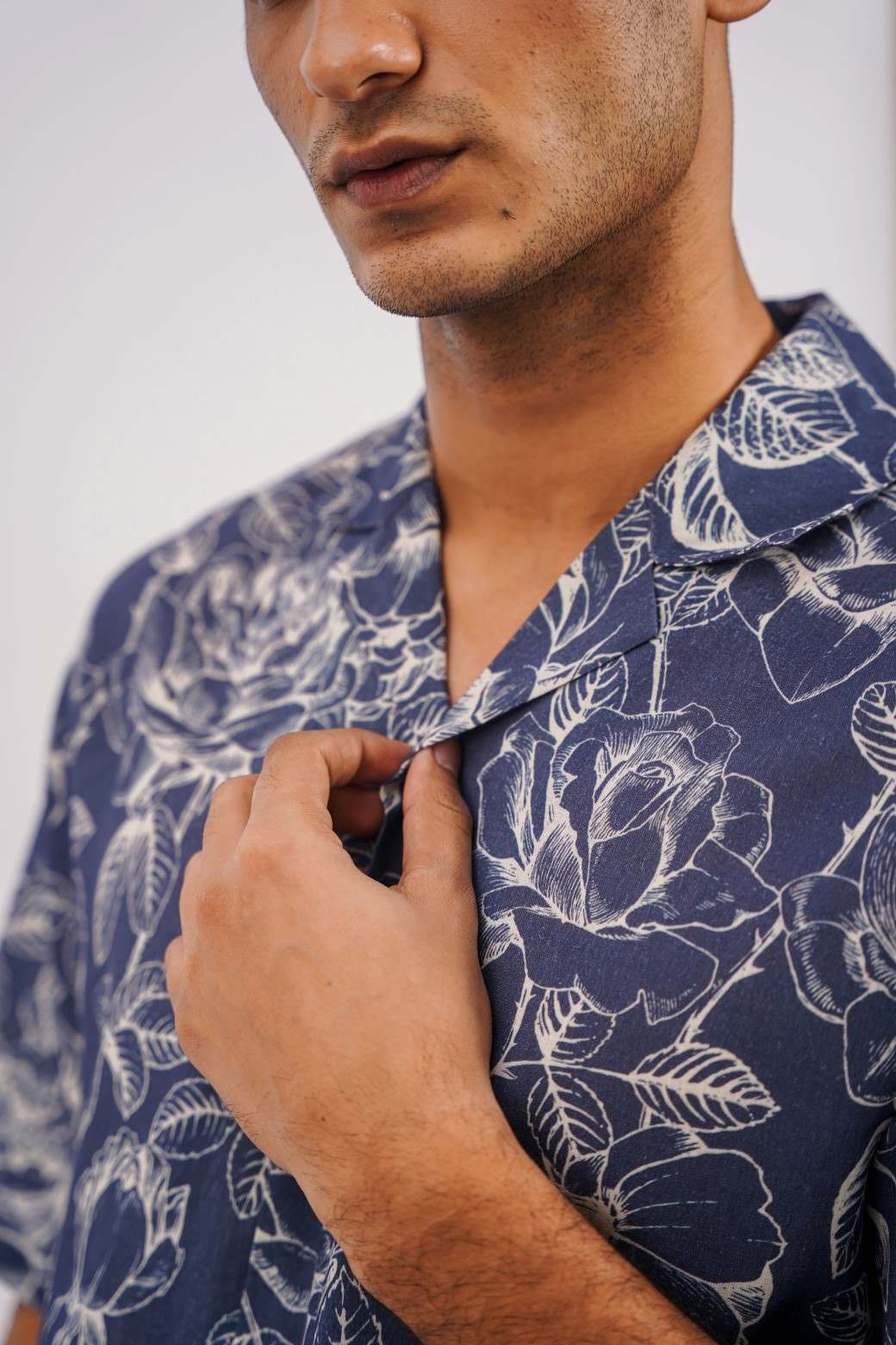 BLUE MONOCHROMATIC SAFARI SHIRT