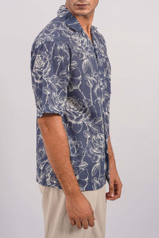 BLUE MONOCHROMATIC SAFARI SHIRT