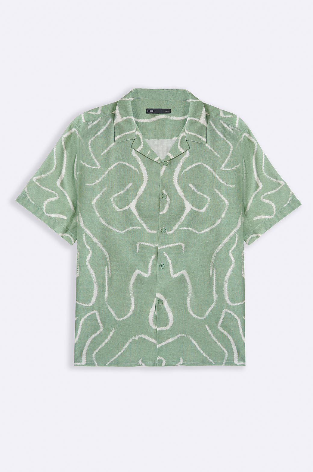 GREEN ABSTRACT FLOW SAFARI SHIRT