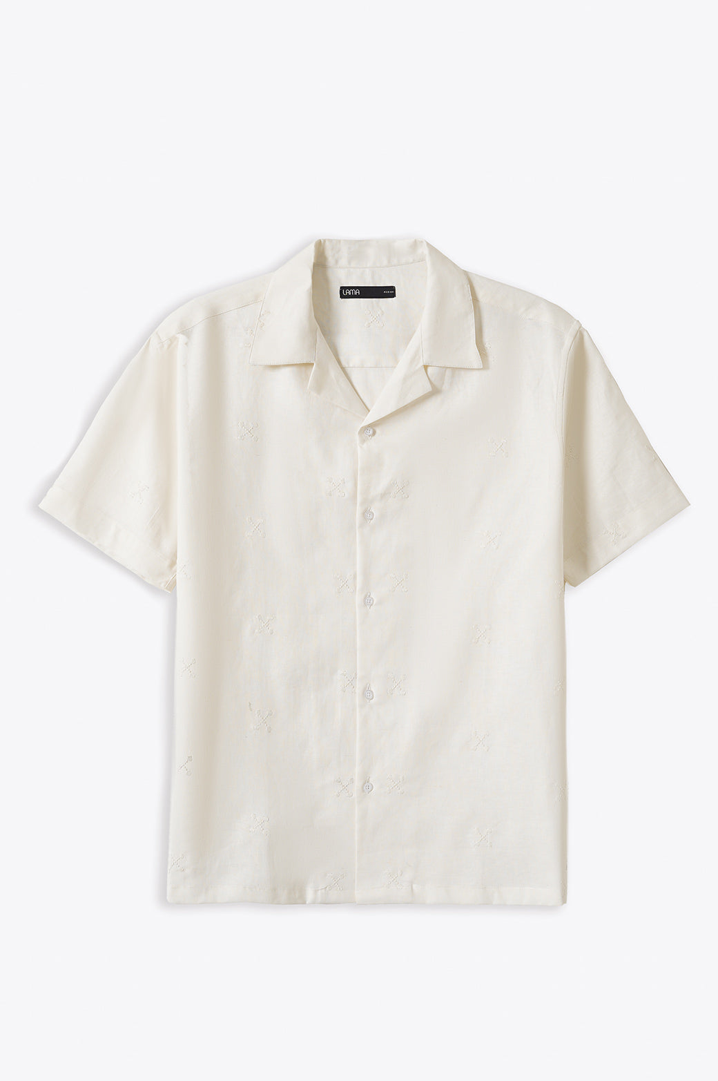 OFF WHITE LINEN EMBROIDERED SHIRT