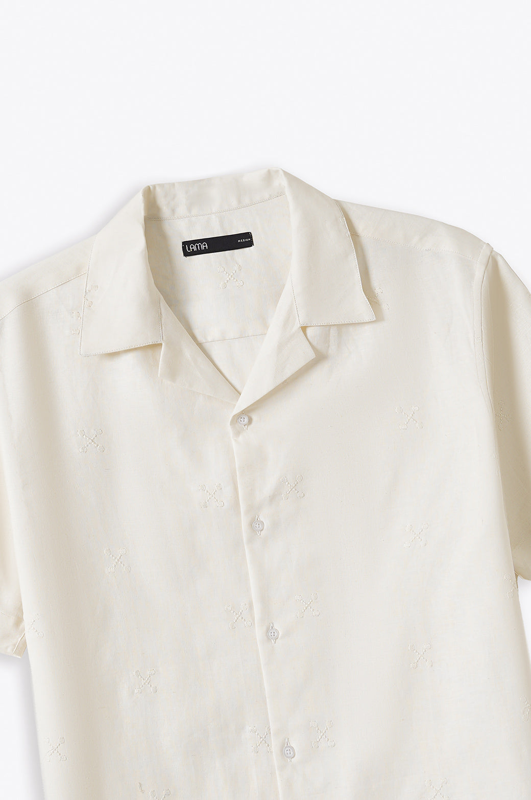 OFF WHITE LINEN EMBROIDERED SHIRT