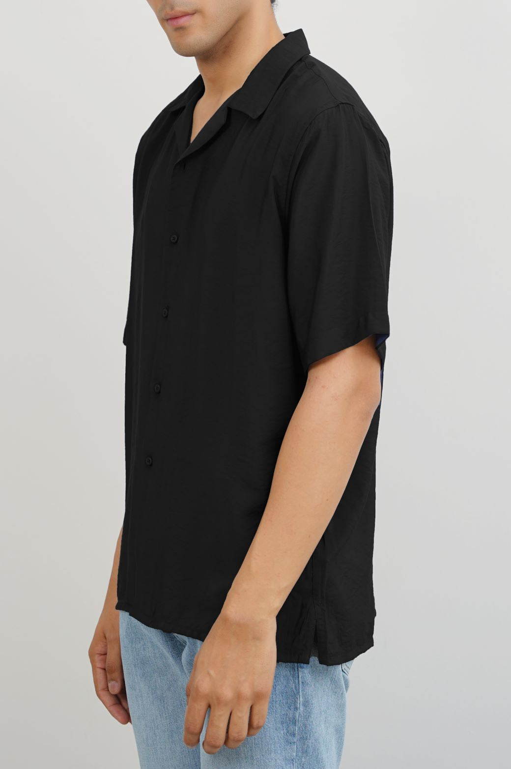 BLACK TEXTURED SAFARI SHIRT