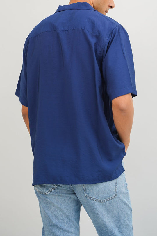 NAVY TEXTURED SAFARI SHIRT
