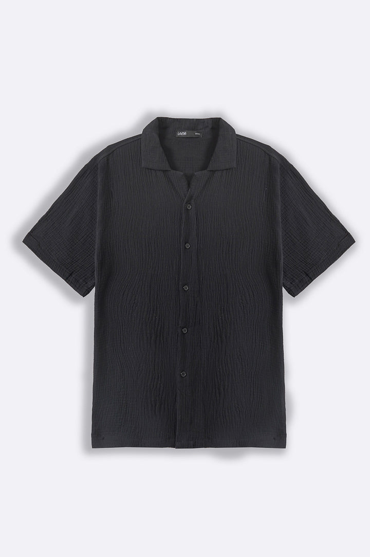 BLACK MUSLIN SAFARI SHIRT