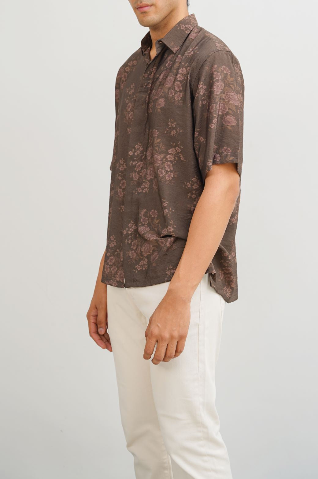 BROWN GRAPHITE PRINTED SAFARI SHIRT