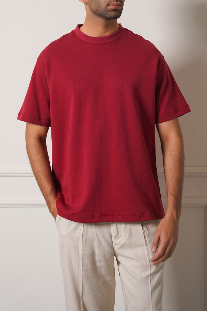 MAROON INTERLOCK TEE