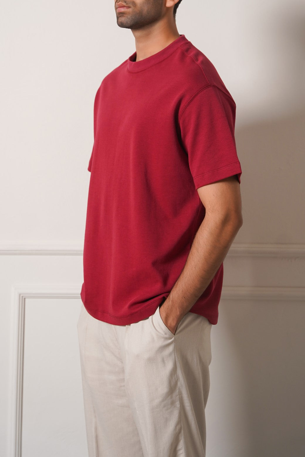 MAROON INTERLOCK TEE