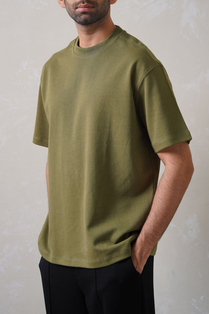 OLIVE INTERLOCK TEE