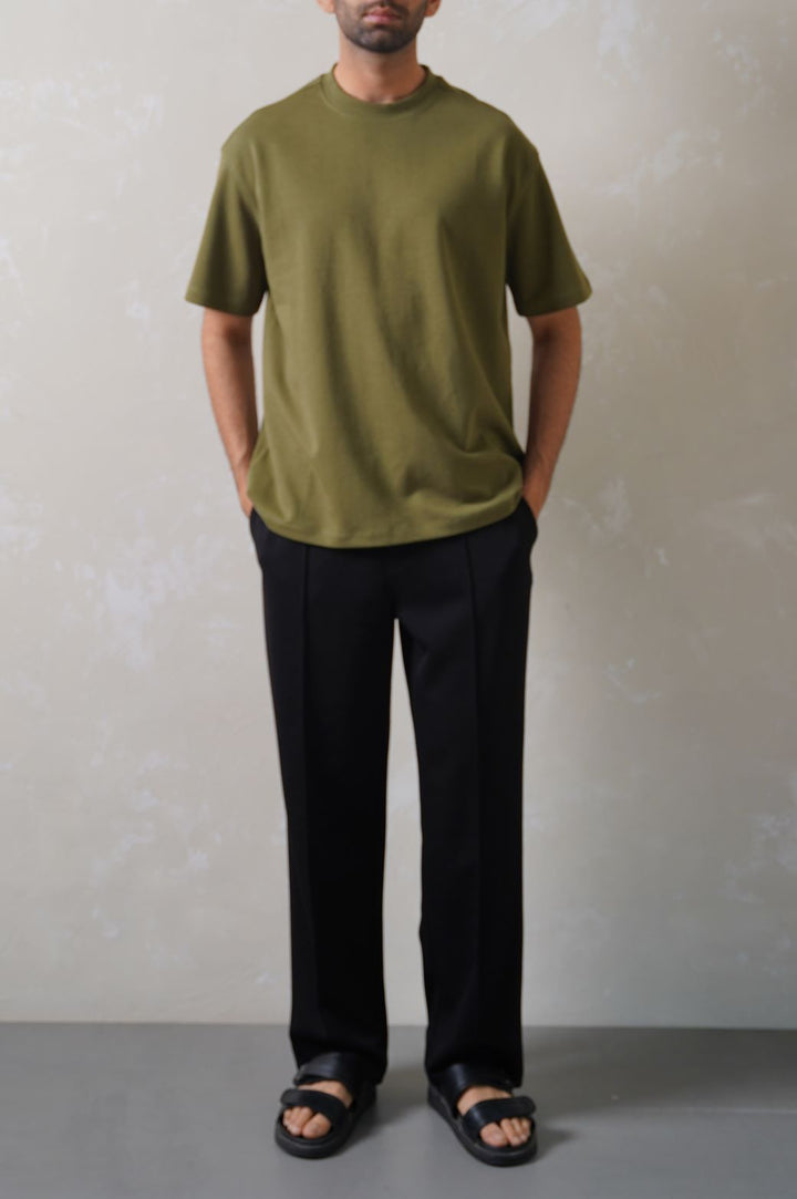 OLIVE INTERLOCK TEE