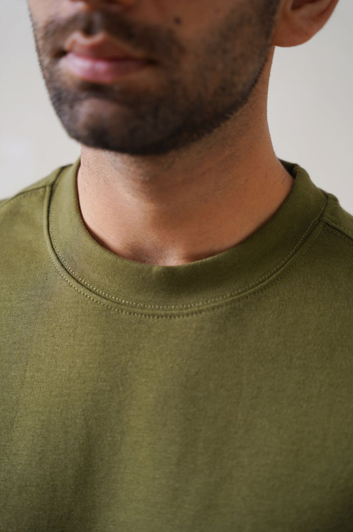 OLIVE INTERLOCK TEE