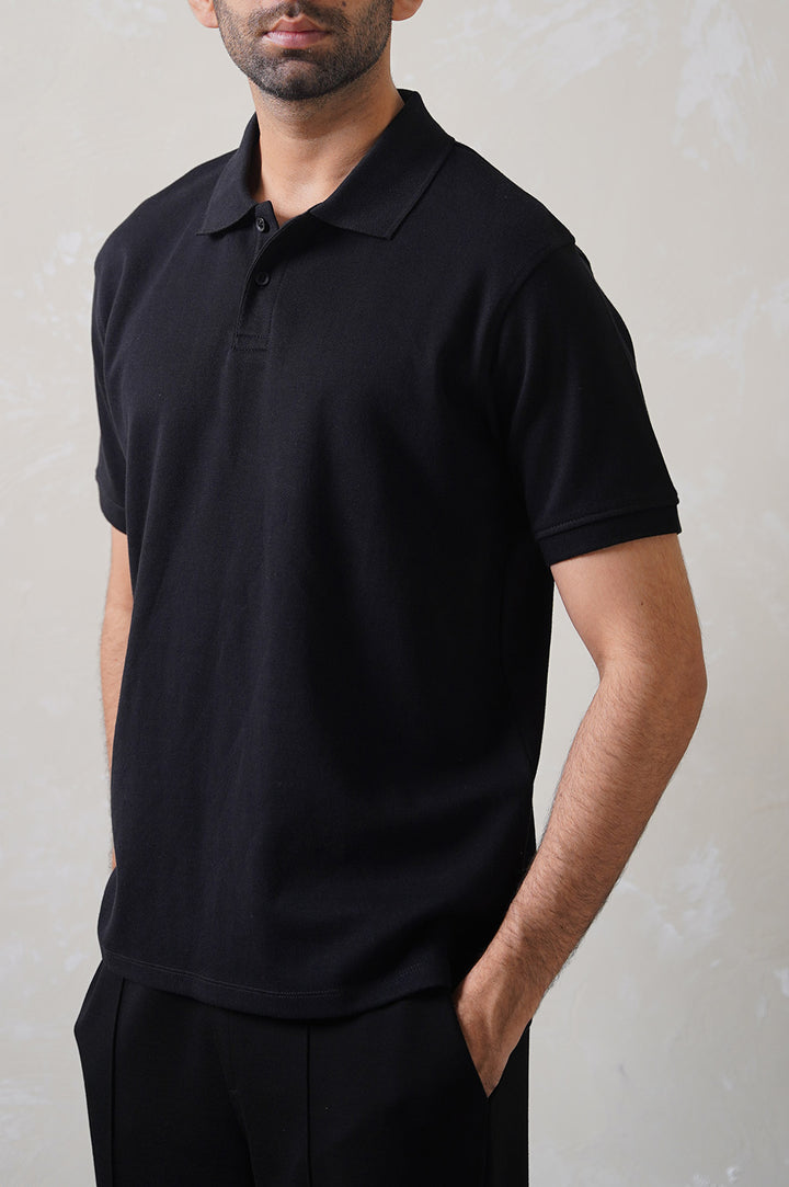 BLACK NEOPRENE POLO