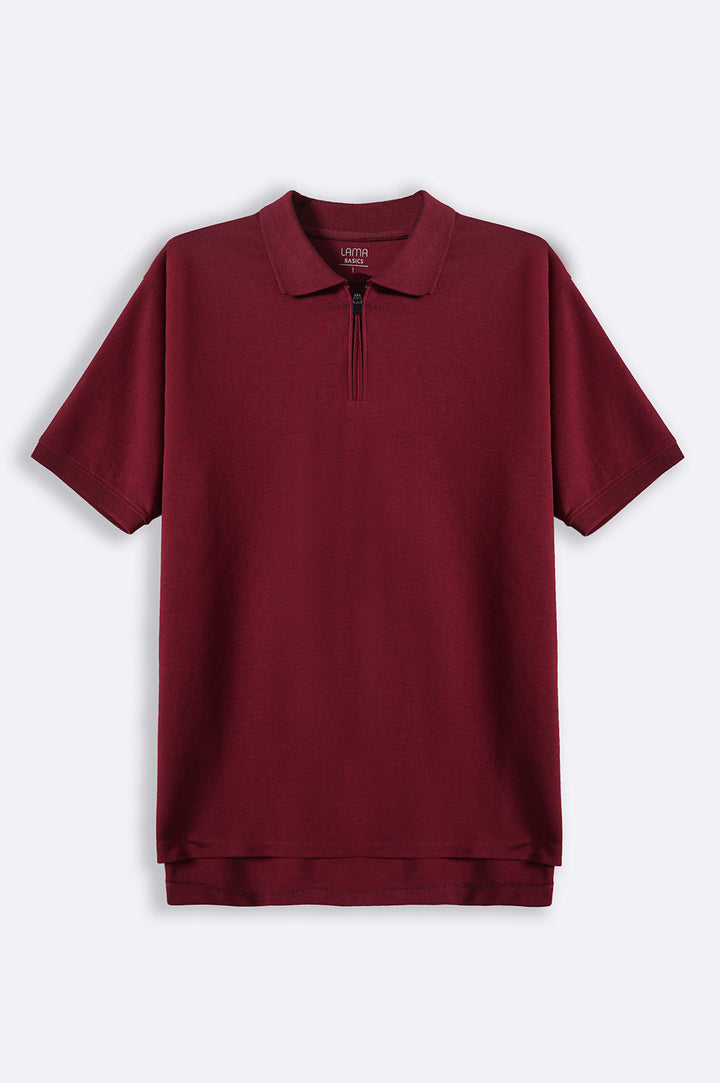 MAROON QUATAR ZIP POLO