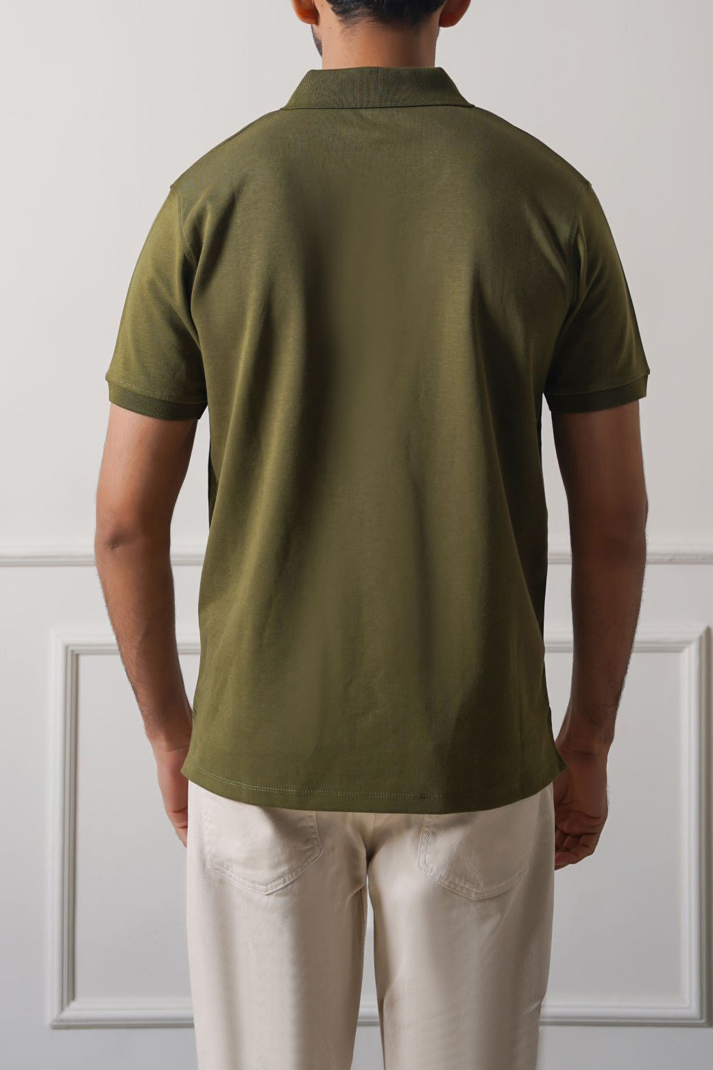 OLIVE QUATER ZIP POLO