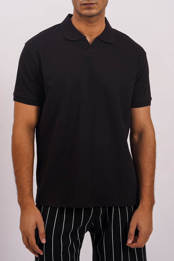 BLACK JOHNNY COLLAR POLO