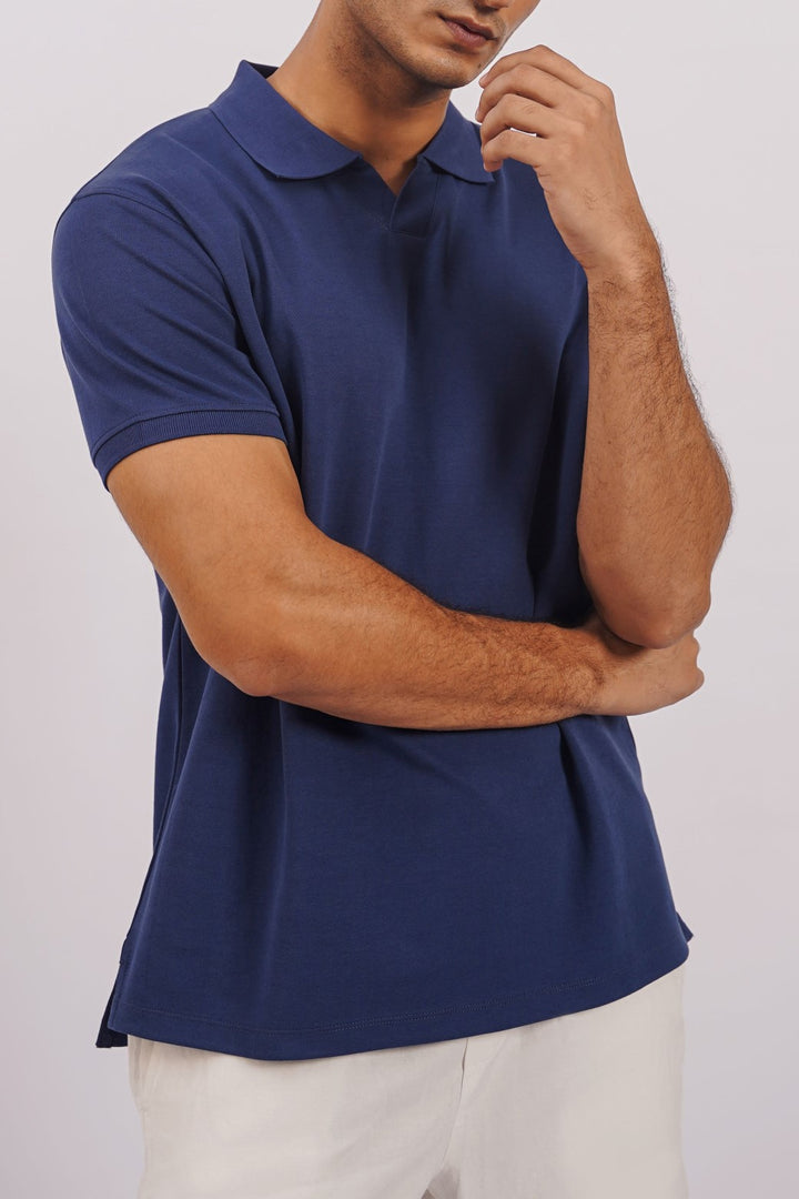 MID BLUE JOHNNY COLLAR POLO