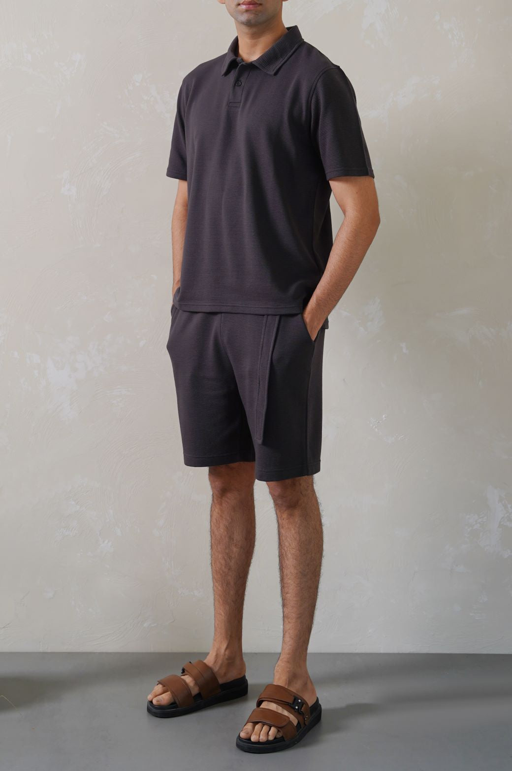 CHARCOAL JACQUARD POLO