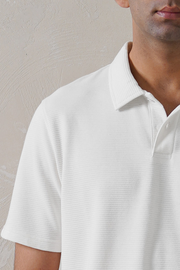 WHITE JACQUARD POLO