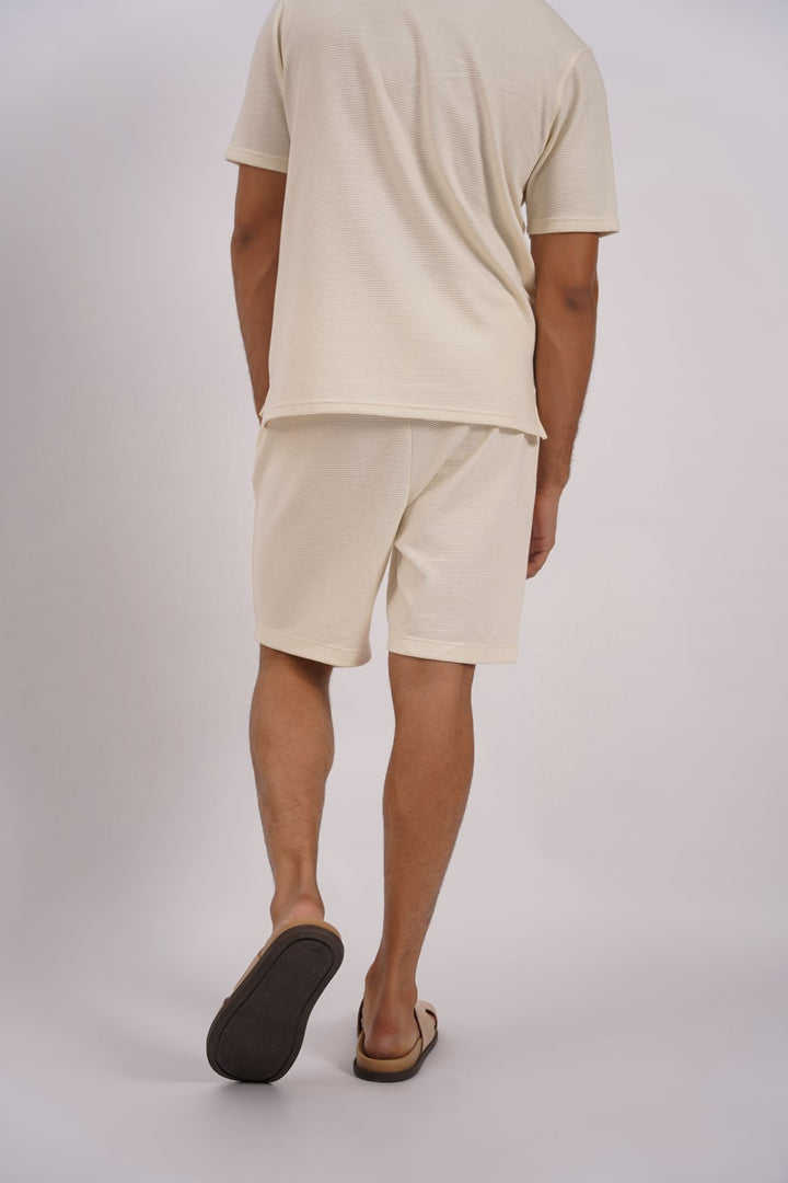 OFF WHITE JACQUARD BERMUDA SHORTS