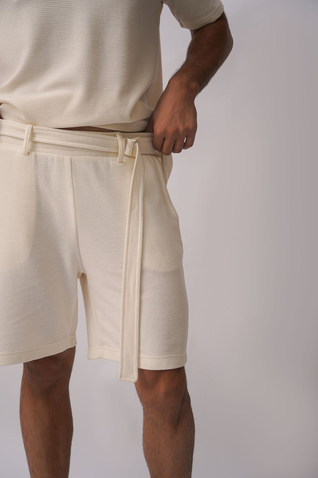 OFF WHITE JACQUARD BERMUDA SHORTS