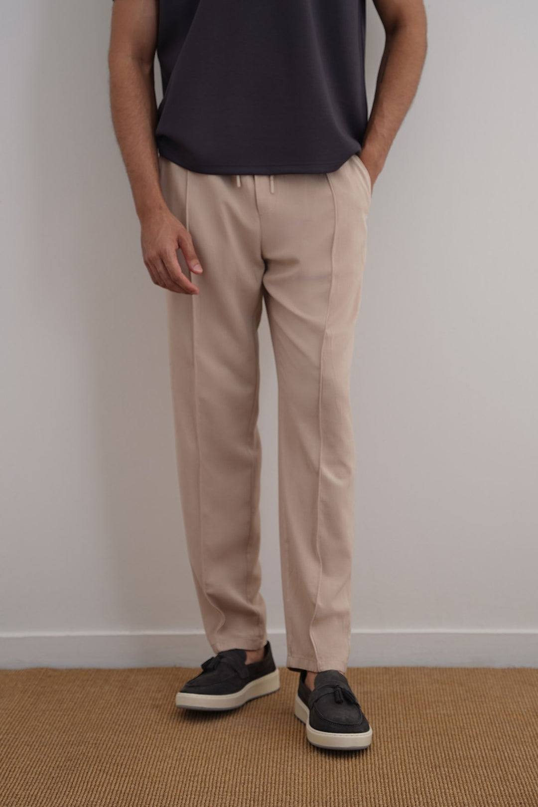BEIGE TAPERED PANTS