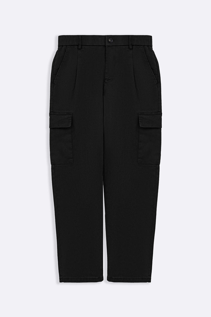 BLACK EASY TAPERED CARGOS
