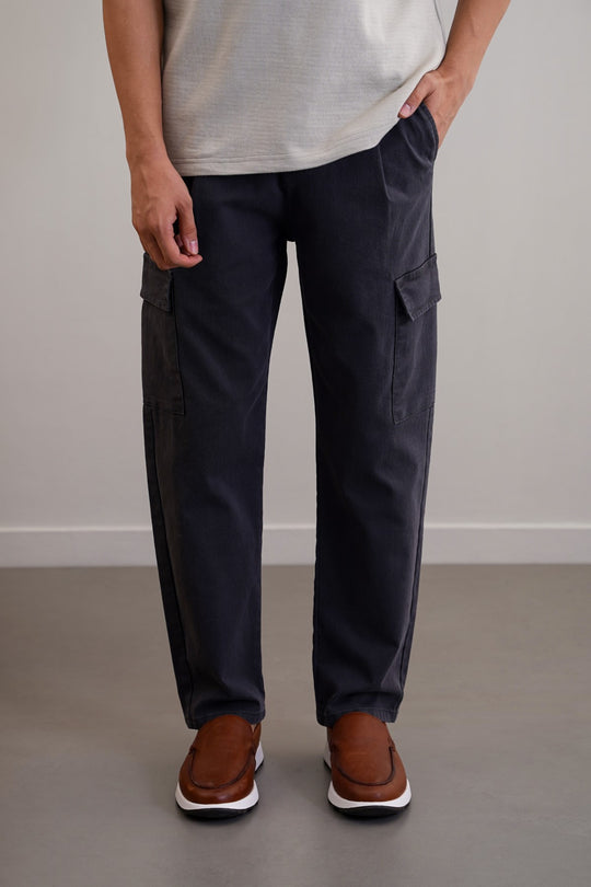 GREY EASY TAPERED CARGOS