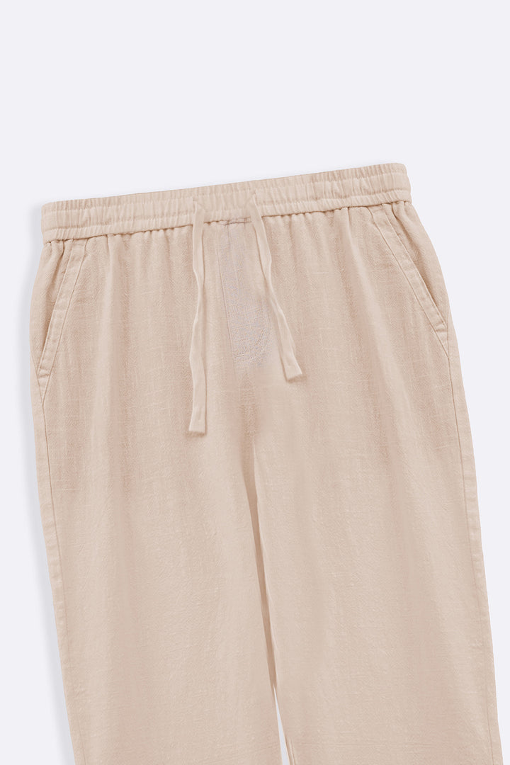 ECRU TEXTURED COTTON TROUSERS