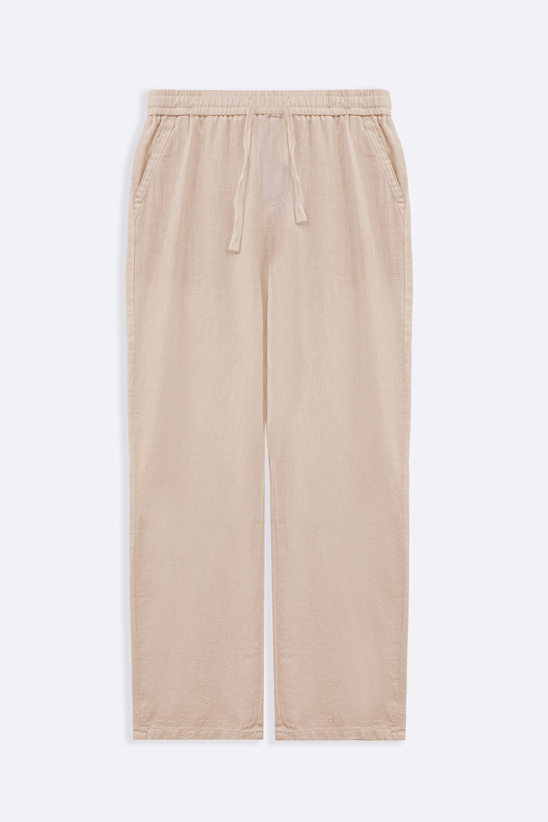 ECRU TEXTURED COTTON TROUSERS