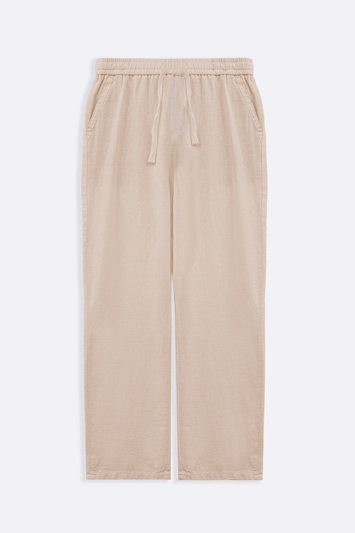 ECRU TEXTURED COTTON TROUSERS