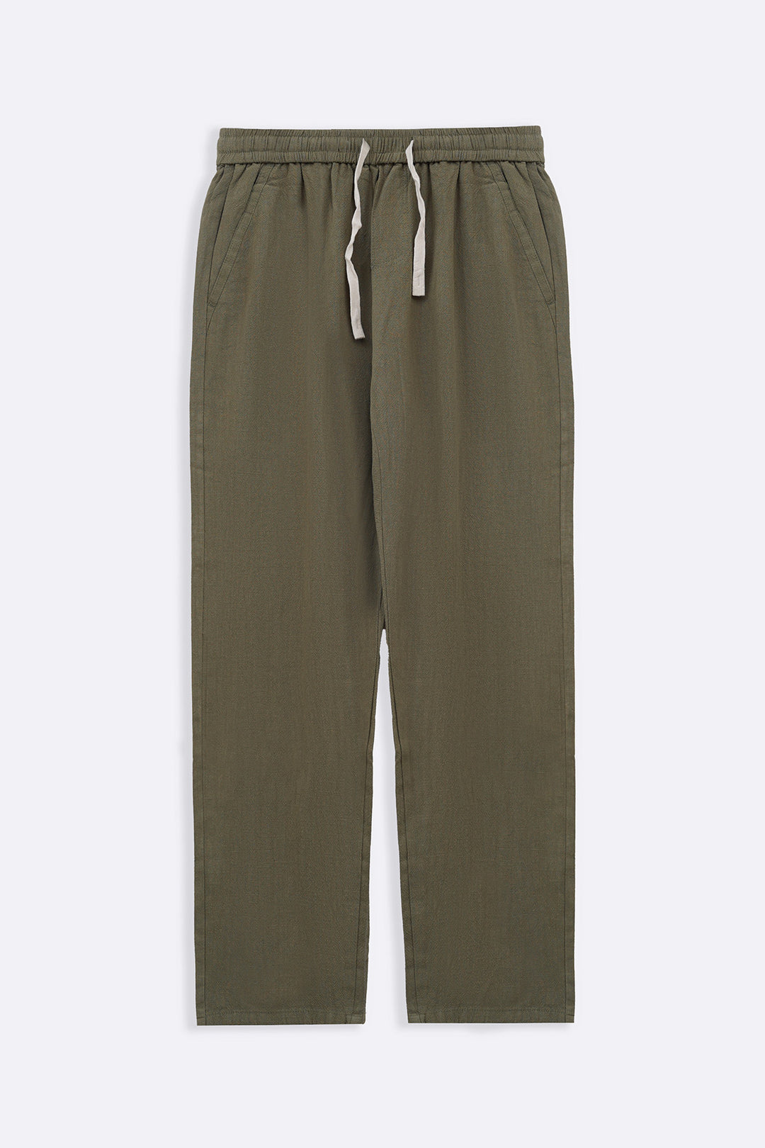 GREEN TEXTURED COTTON TROUSERS