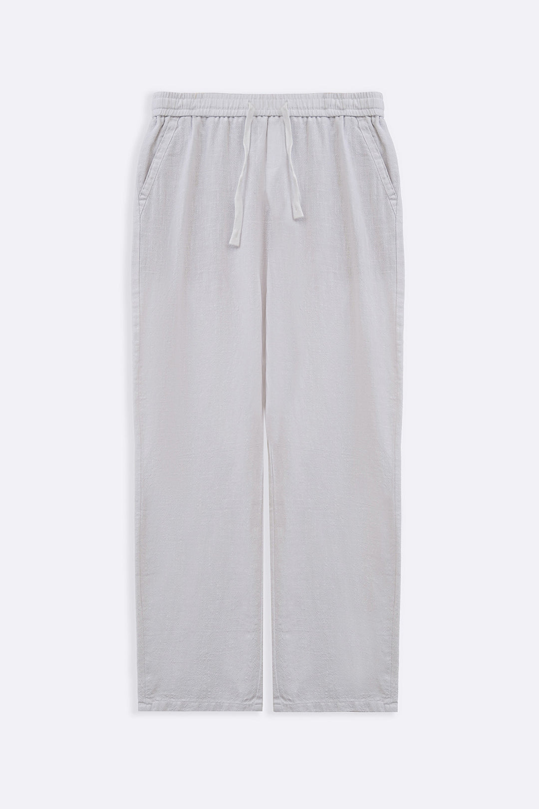 WHITE TEXTURED COTTON TROUSERS