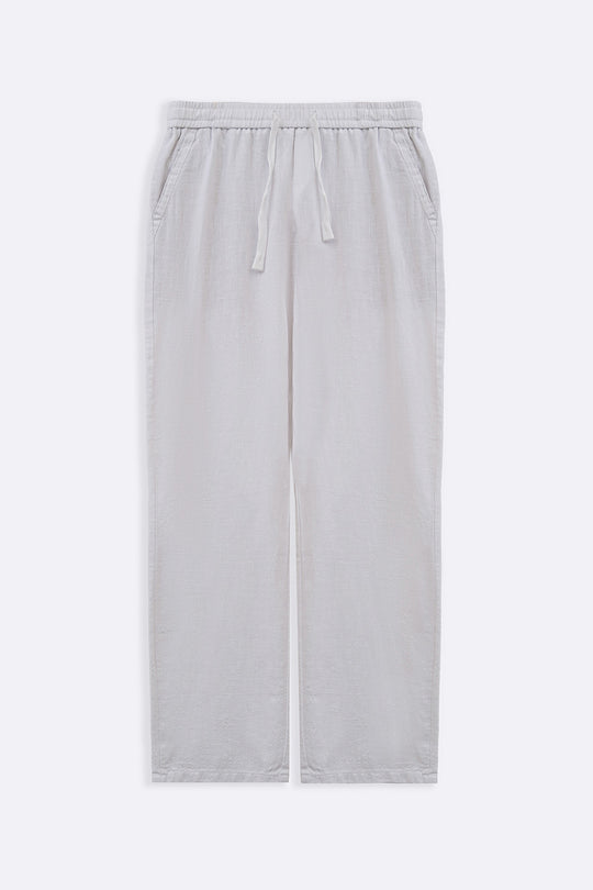 WHITE TEXTURED COTTON TROUSERS