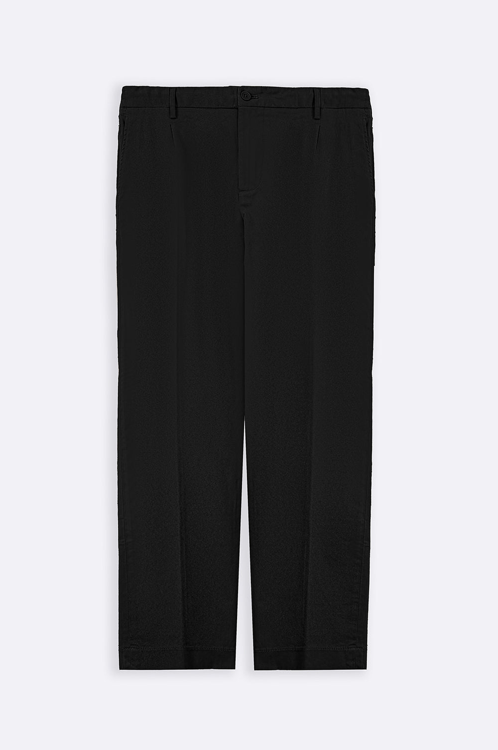 BLACK PLEATED COTTON TROUSERS