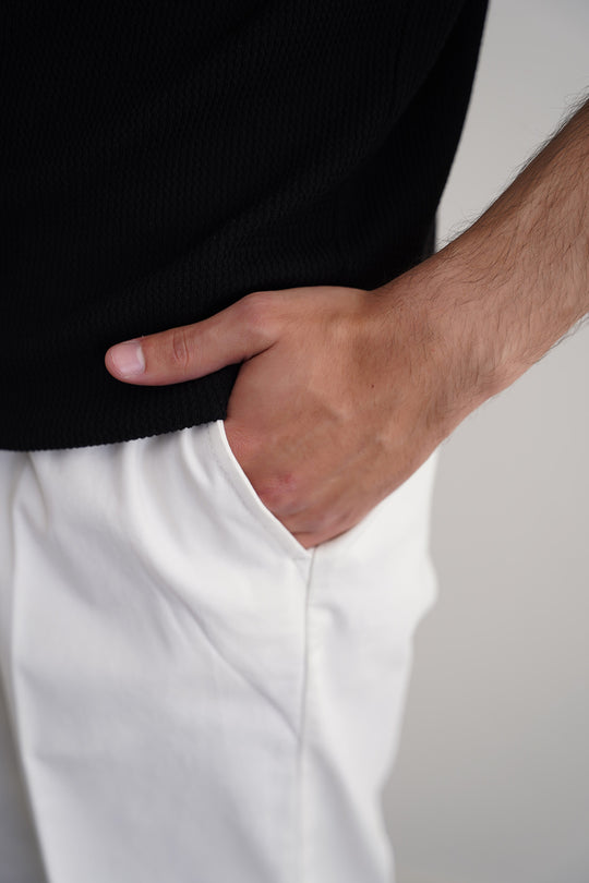 OFF WHITE PLEATED COTTON TROUSERS