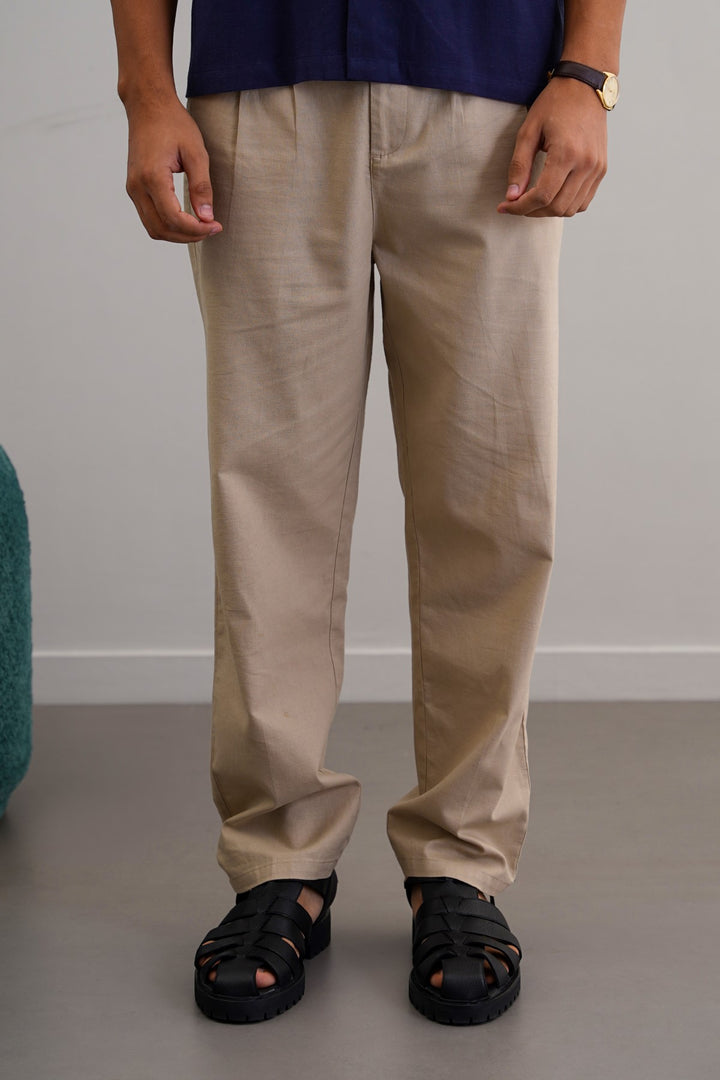 BEIGE RESORT LINEN PANTS