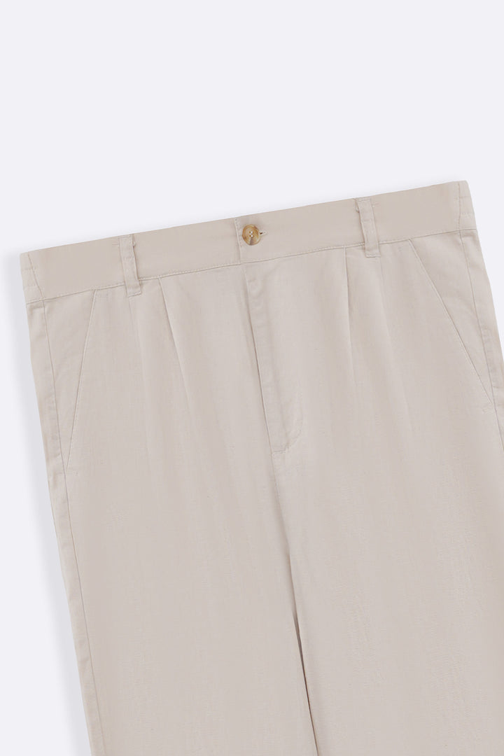 BEIGE RESORT LINEN PANTS