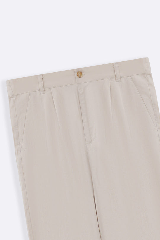 BEIGE RESORT LINEN PANTS