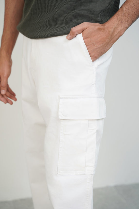 WHITE TWILL CARGOS
