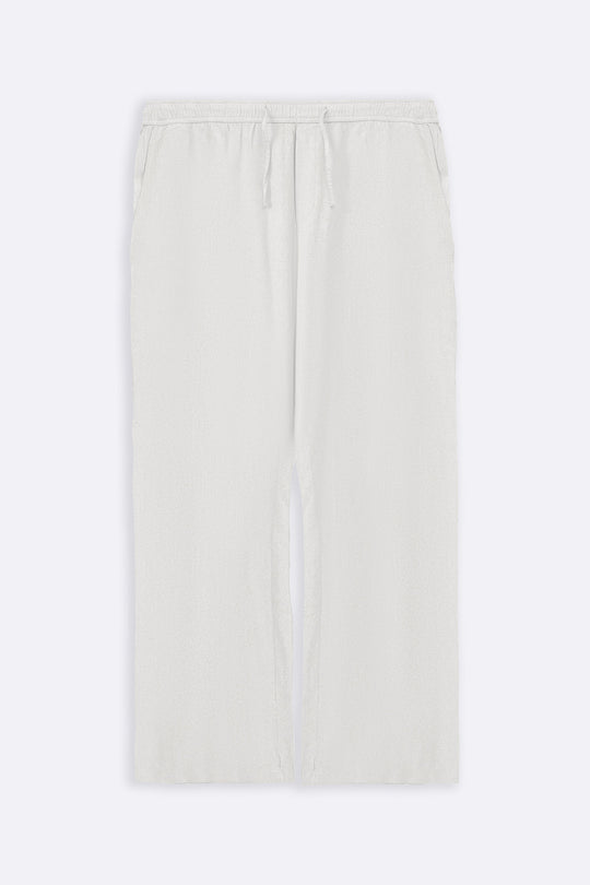 WHITE LINEN BLEND RELAXED TROUSERS