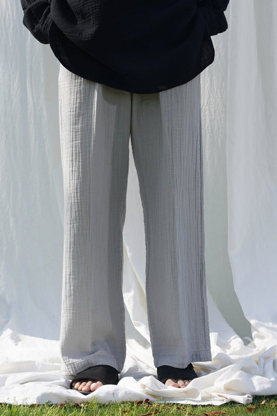 GREY RELAXED MUSLIN TROUSERS