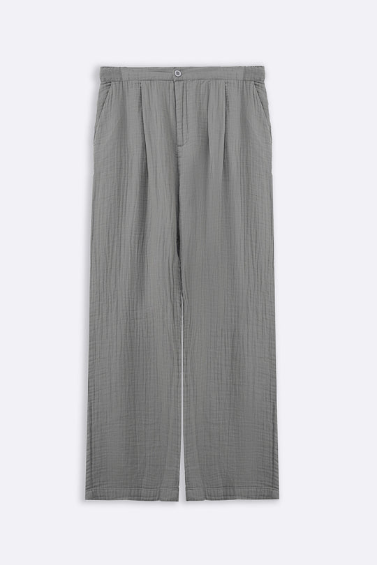 GREY RELAXED MUSLIN TROUSERS