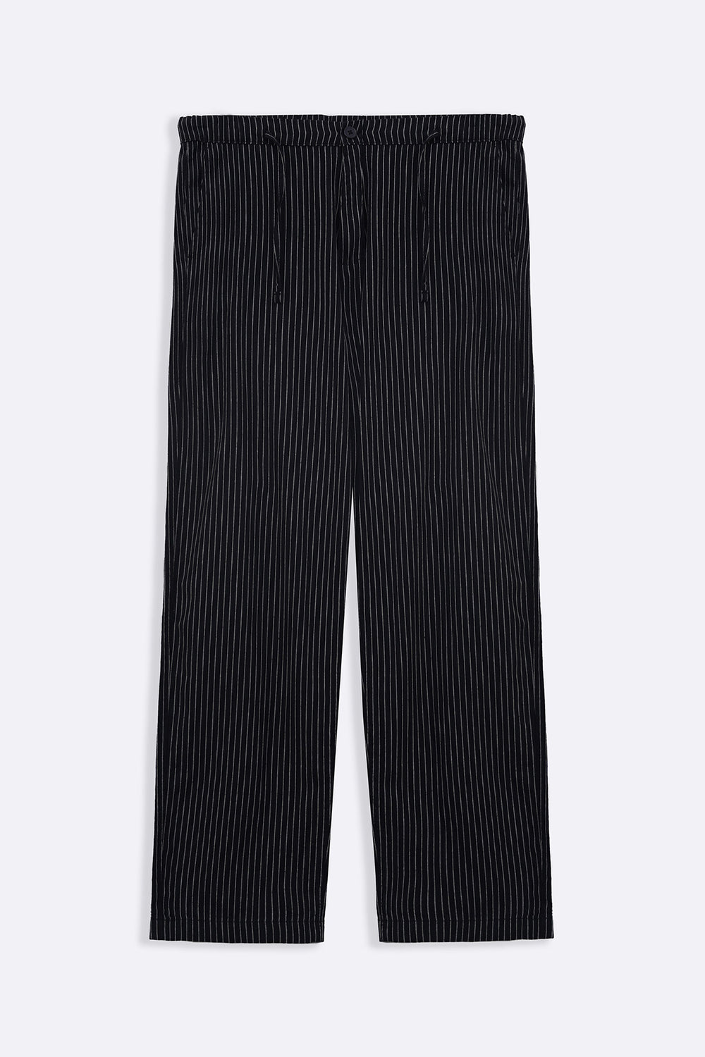 BLACK EASY PINSTRIPE TROUSERS