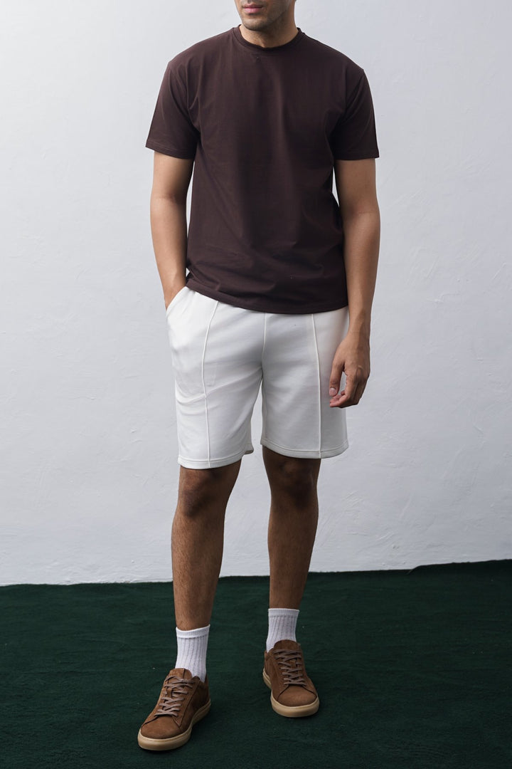 WHITE PLEATED SHORTS