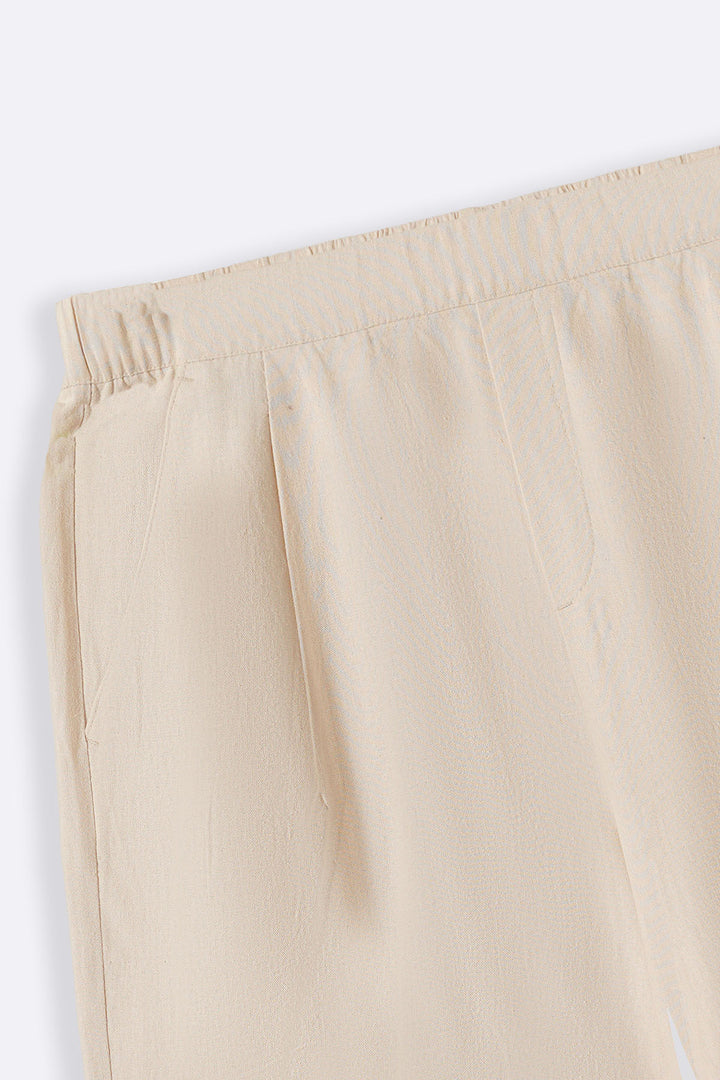 BEIGE LINEN BLEND SHORTS
