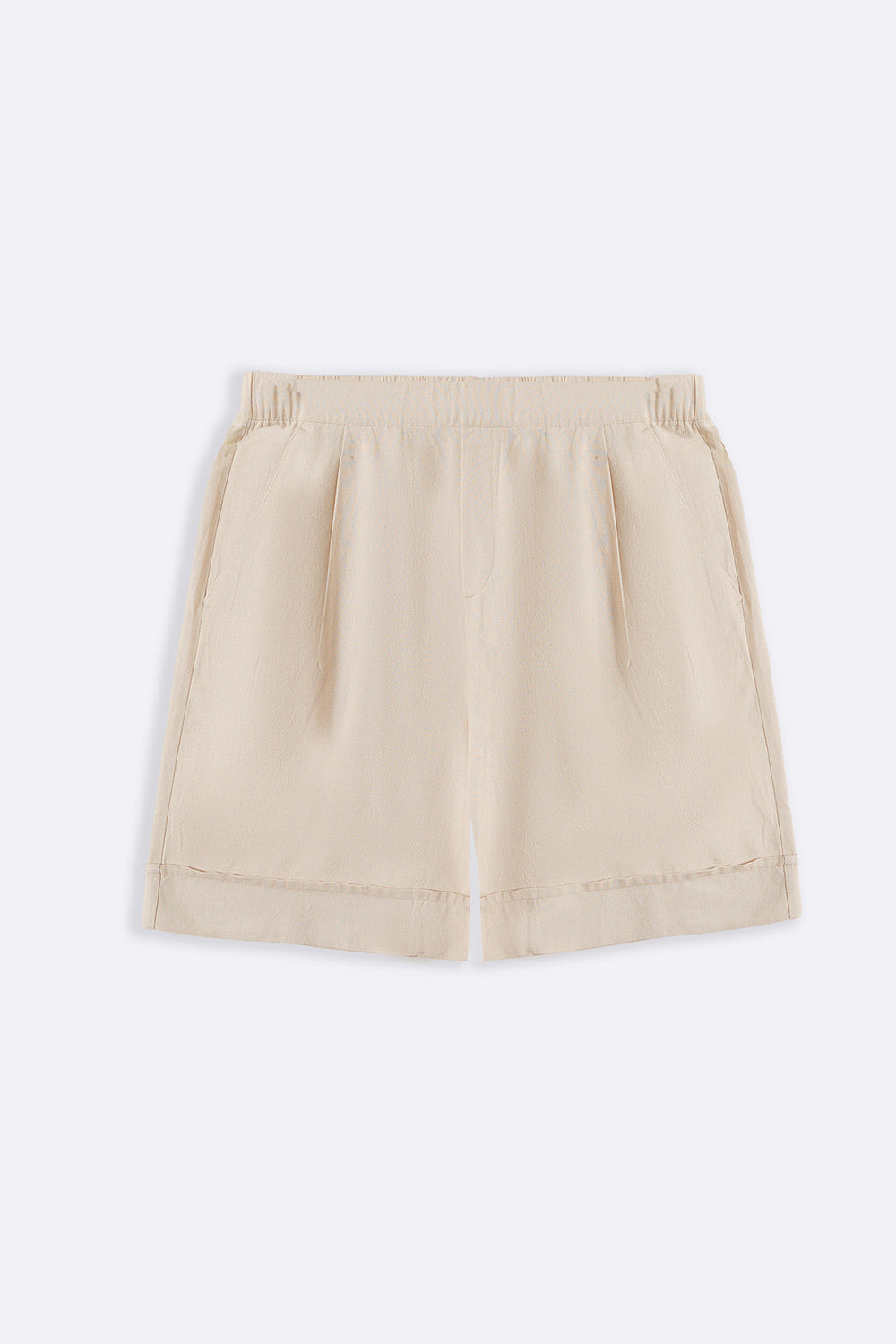 BEIGE LINEN BLEND SHORTS