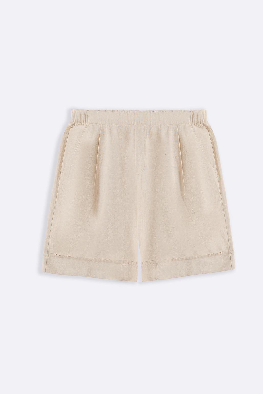 BEIGE LINEN BLEND SHORTS