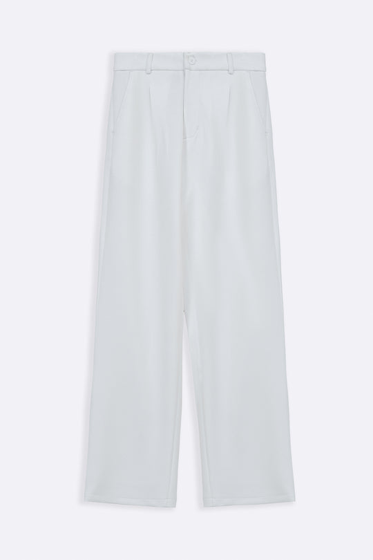 WHITE SCUBA PLEATED TROUSERS