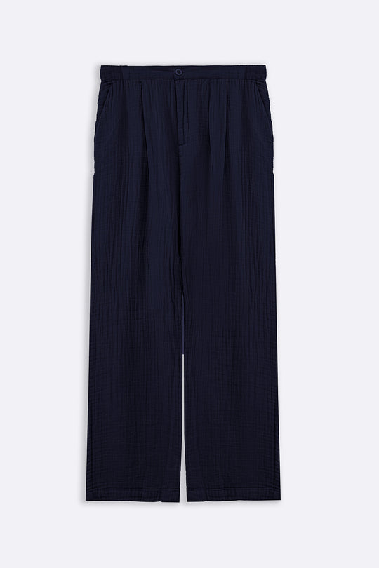 NAVY RELAXED MUSLIN TROUSERS