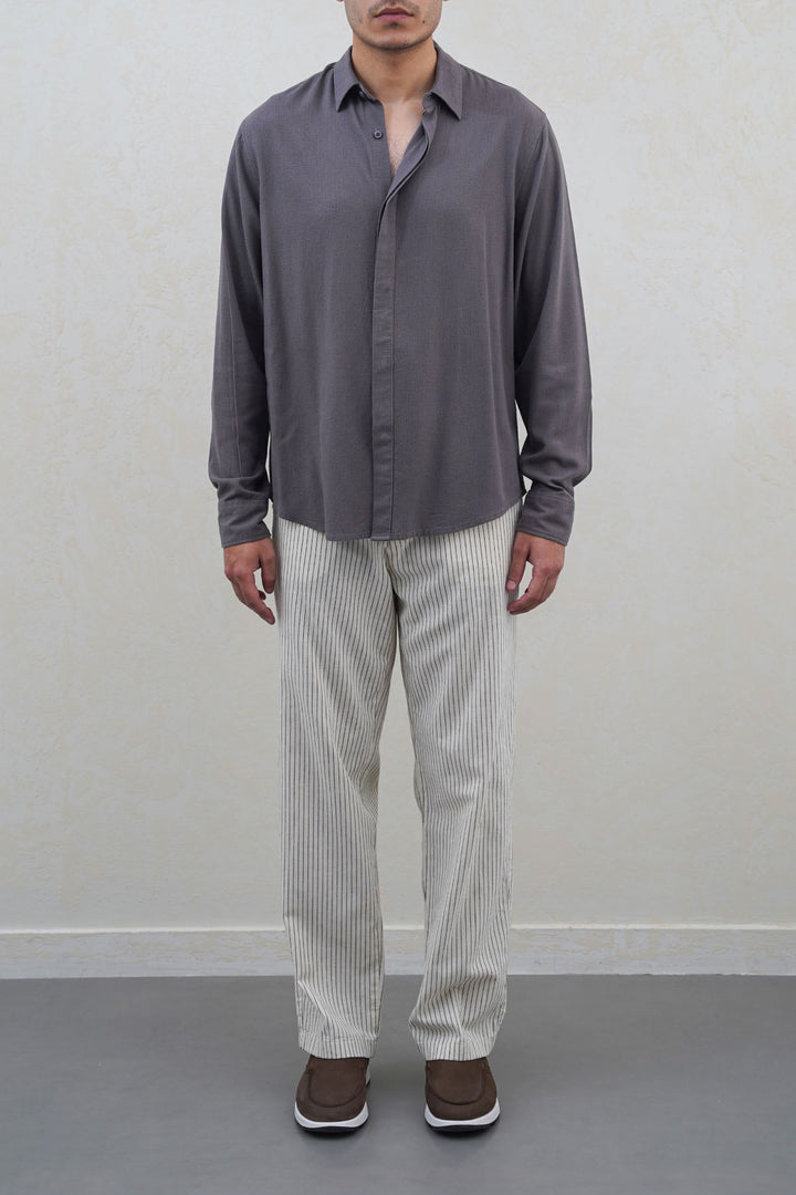 ECRU EASY PINSTRIPE TROUSERS